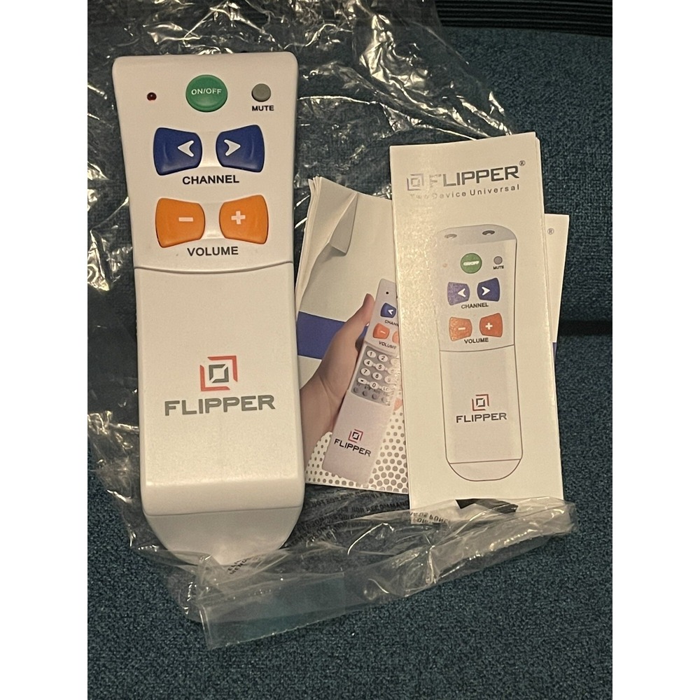Flipper Big Button Universal TV Remote for 2 Devices Easy to See Large Button